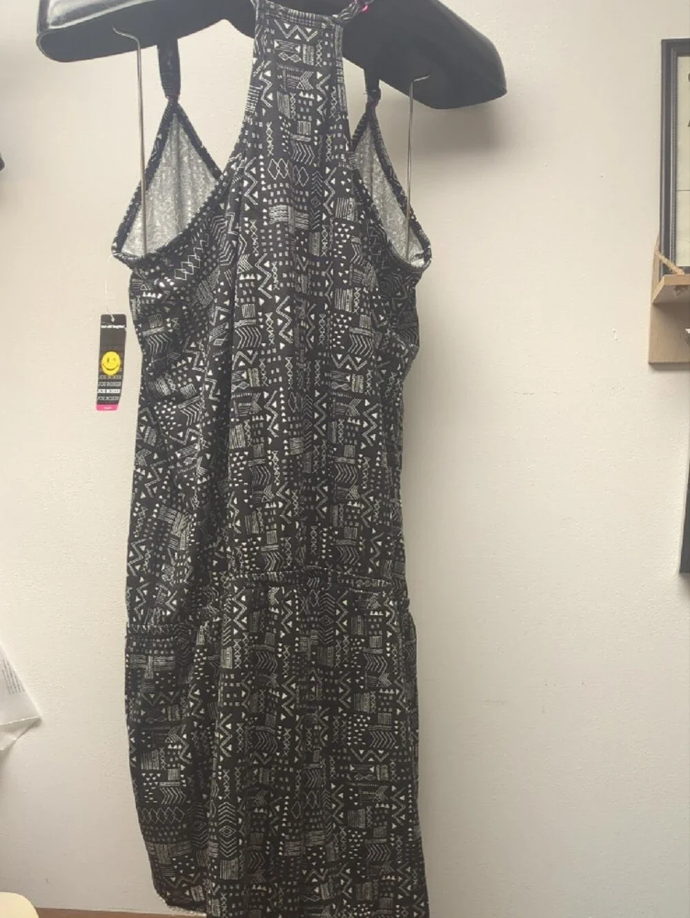 Joe Boxer XL Black, White Geometric Spaghetti-Strap Drop Waist Tulip Romper